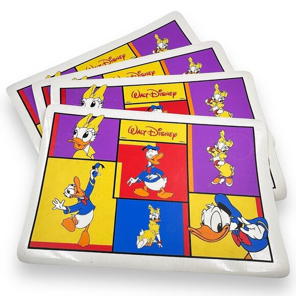 Vintage 90s Disney Parks Placemats set of 4 Donald Duck and Daisey - Picture 1 of 11